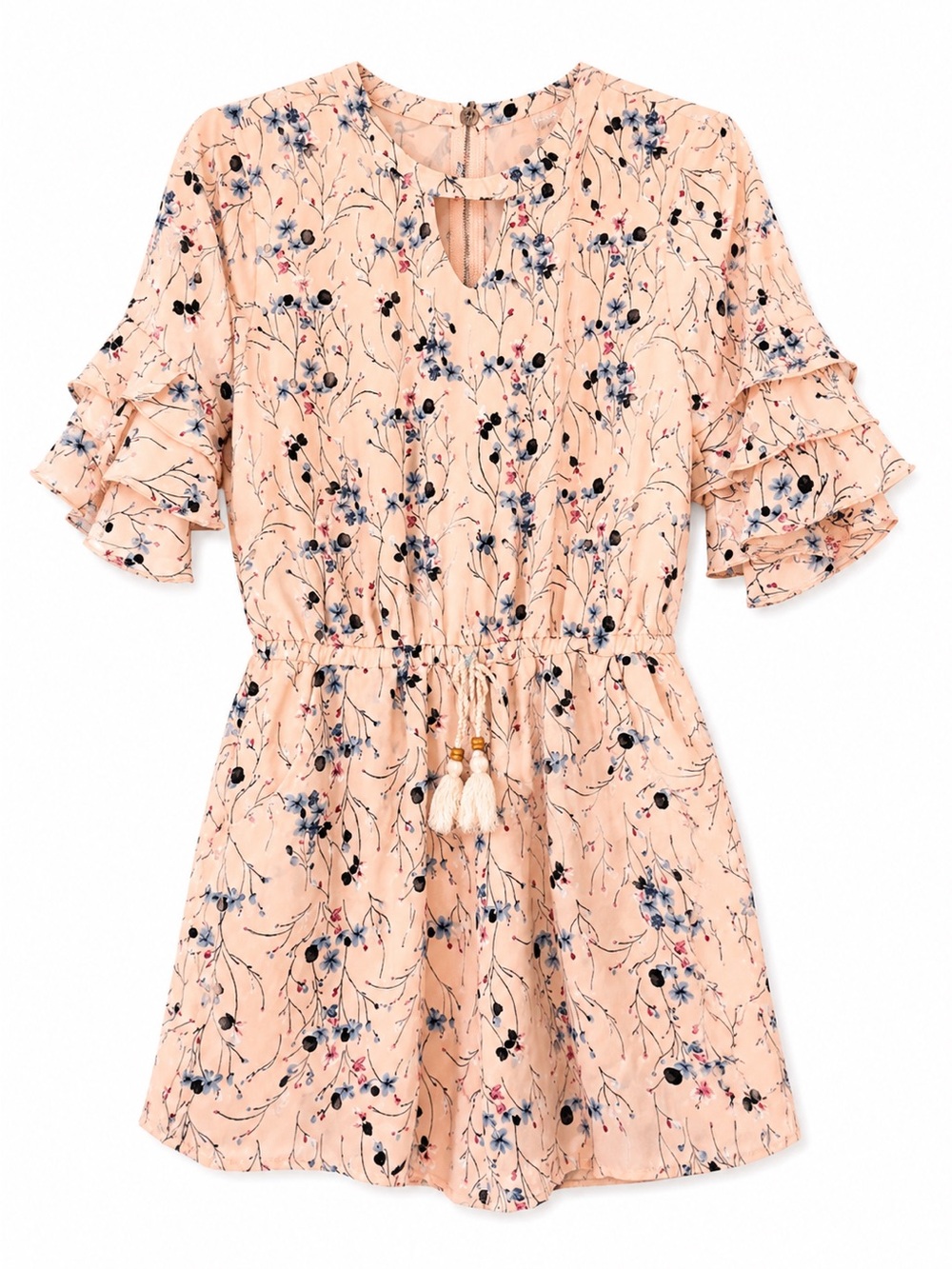 Smukke Girl’s Romper pink floral size 16 ruffles